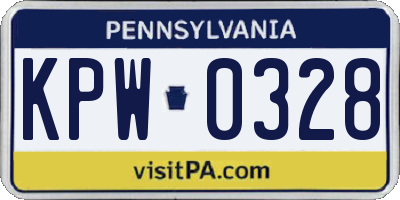 PA license plate KPW0328