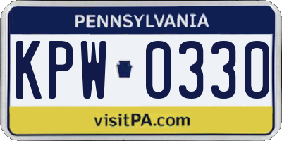 PA license plate KPW0330