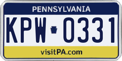 PA license plate KPW0331