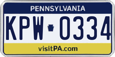 PA license plate KPW0334