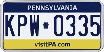 PA license plate KPW0335