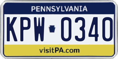 PA license plate KPW0340