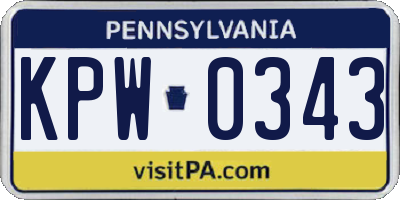 PA license plate KPW0343