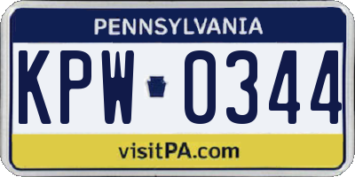 PA license plate KPW0344