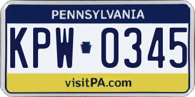 PA license plate KPW0345