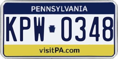 PA license plate KPW0348