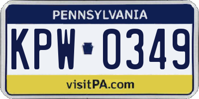 PA license plate KPW0349