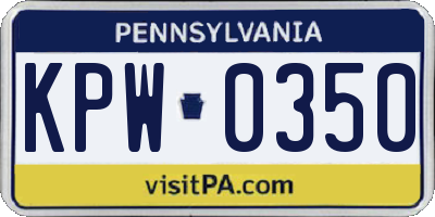 PA license plate KPW0350