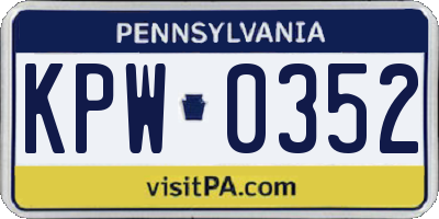 PA license plate KPW0352