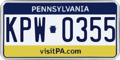 PA license plate KPW0355
