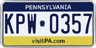 PA license plate KPW0357
