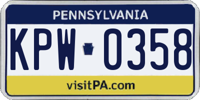 PA license plate KPW0358