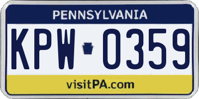 PA license plate KPW0359