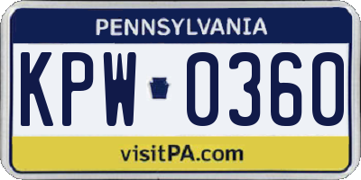 PA license plate KPW0360