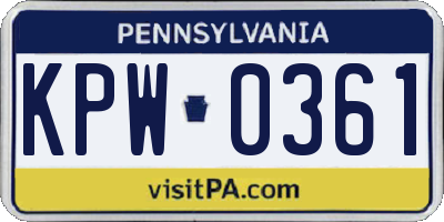 PA license plate KPW0361