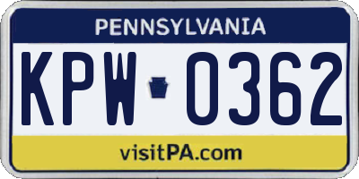 PA license plate KPW0362