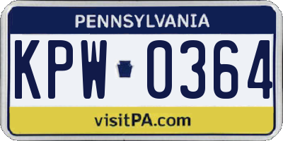 PA license plate KPW0364