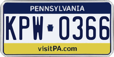 PA license plate KPW0366