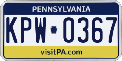PA license plate KPW0367