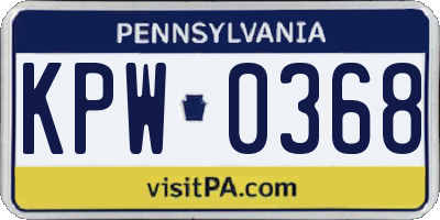 PA license plate KPW0368