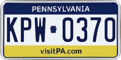 PA license plate KPW0370