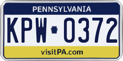 PA license plate KPW0372