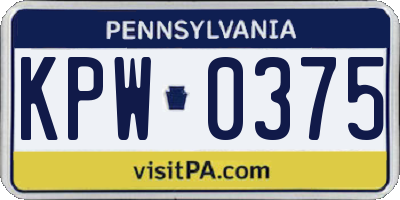 PA license plate KPW0375