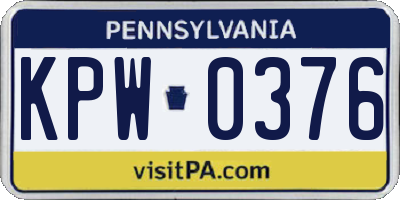 PA license plate KPW0376