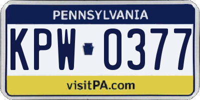 PA license plate KPW0377