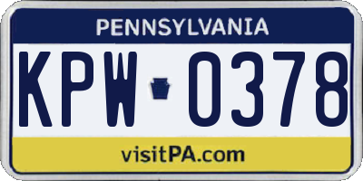 PA license plate KPW0378