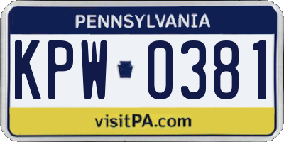 PA license plate KPW0381