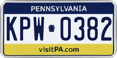 PA license plate KPW0382