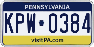 PA license plate KPW0384