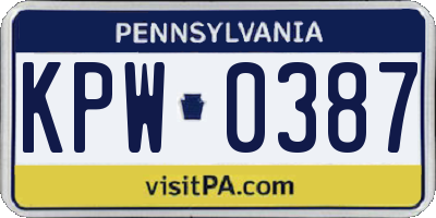 PA license plate KPW0387