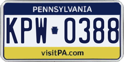 PA license plate KPW0388