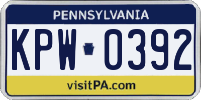 PA license plate KPW0392