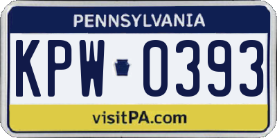 PA license plate KPW0393
