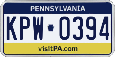 PA license plate KPW0394