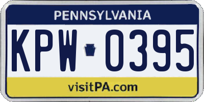 PA license plate KPW0395