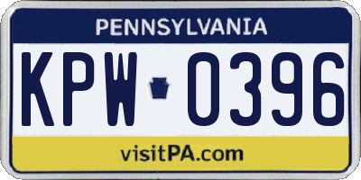 PA license plate KPW0396