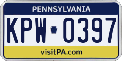 PA license plate KPW0397