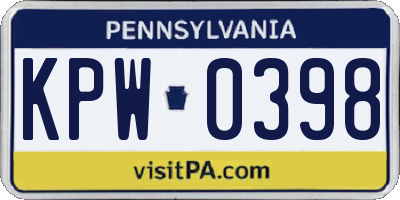 PA license plate KPW0398