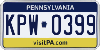 PA license plate KPW0399
