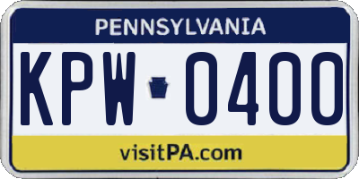 PA license plate KPW0400