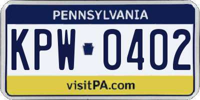 PA license plate KPW0402