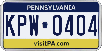 PA license plate KPW0404