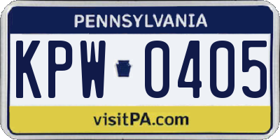 PA license plate KPW0405