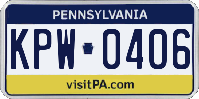 PA license plate KPW0406