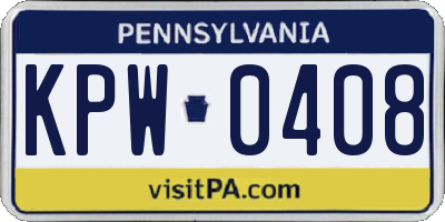 PA license plate KPW0408
