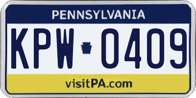 PA license plate KPW0409